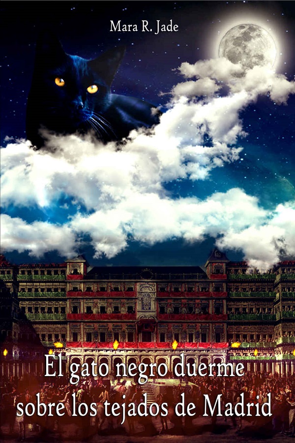 El gato negro duerme sobre los tejados de Madrid